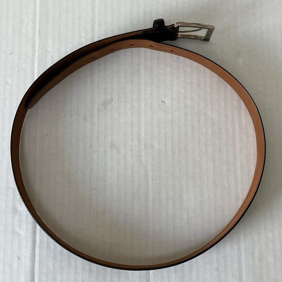 BROOKS BROTHERS MADE IN ITALY BLACK GENUINE LEATHER DRESS BELT SIZE 36 - Picture 4 of 16